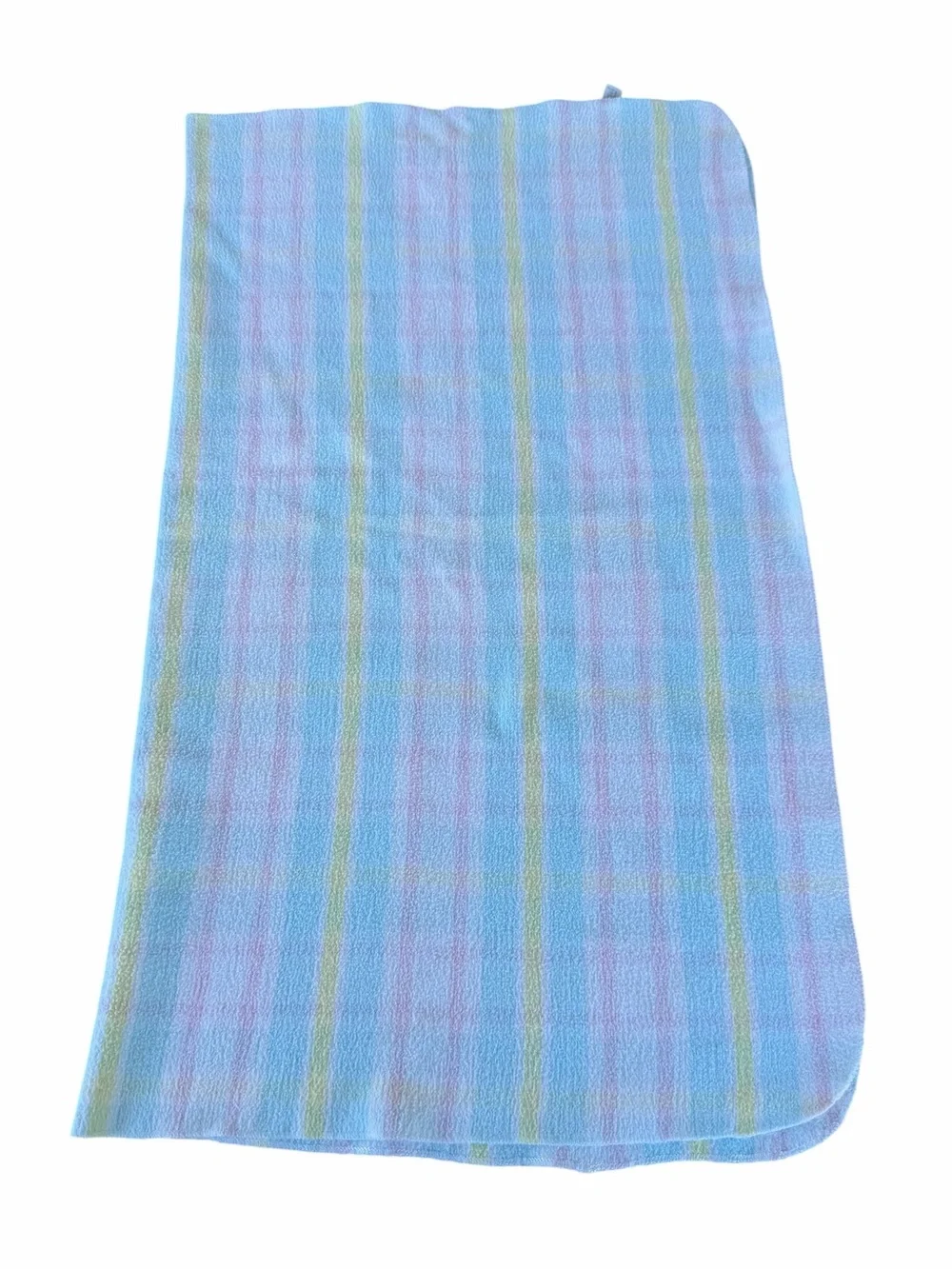 VTG Carter’s Pastel Plaid Lovey Recieving Baby Blanket 100% Cotton Fleece 28x32